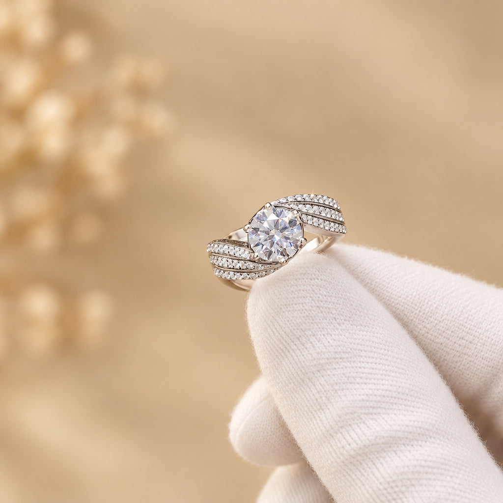 1 Carat Moissanite Ring Valentina - Coastal Brilliance Women's Ring Velanci
