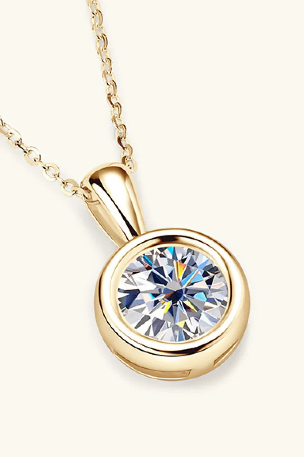 Moissanite Necklace - 2 Carat Bezel Sterling Silver Chain Velanci