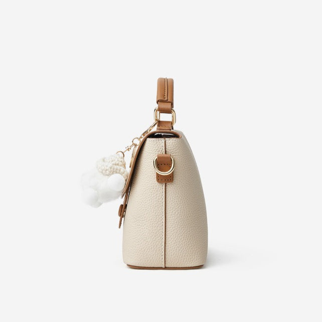 Pebbled Leather Top-Handle Bag with Cloud Charm
