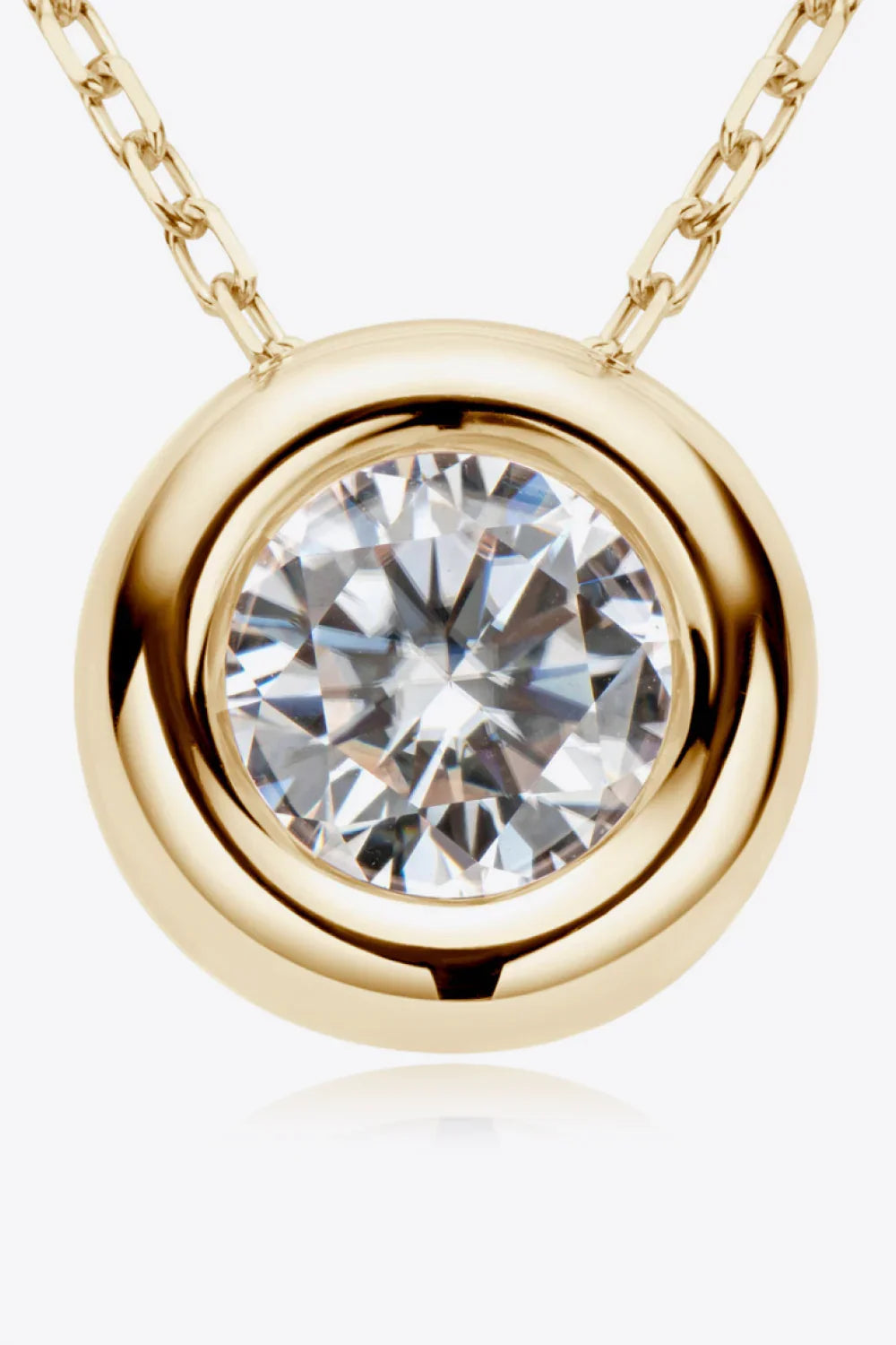 1 Carat Moissanite Pendant Necklace - Bezel Sterling Silver Velanci