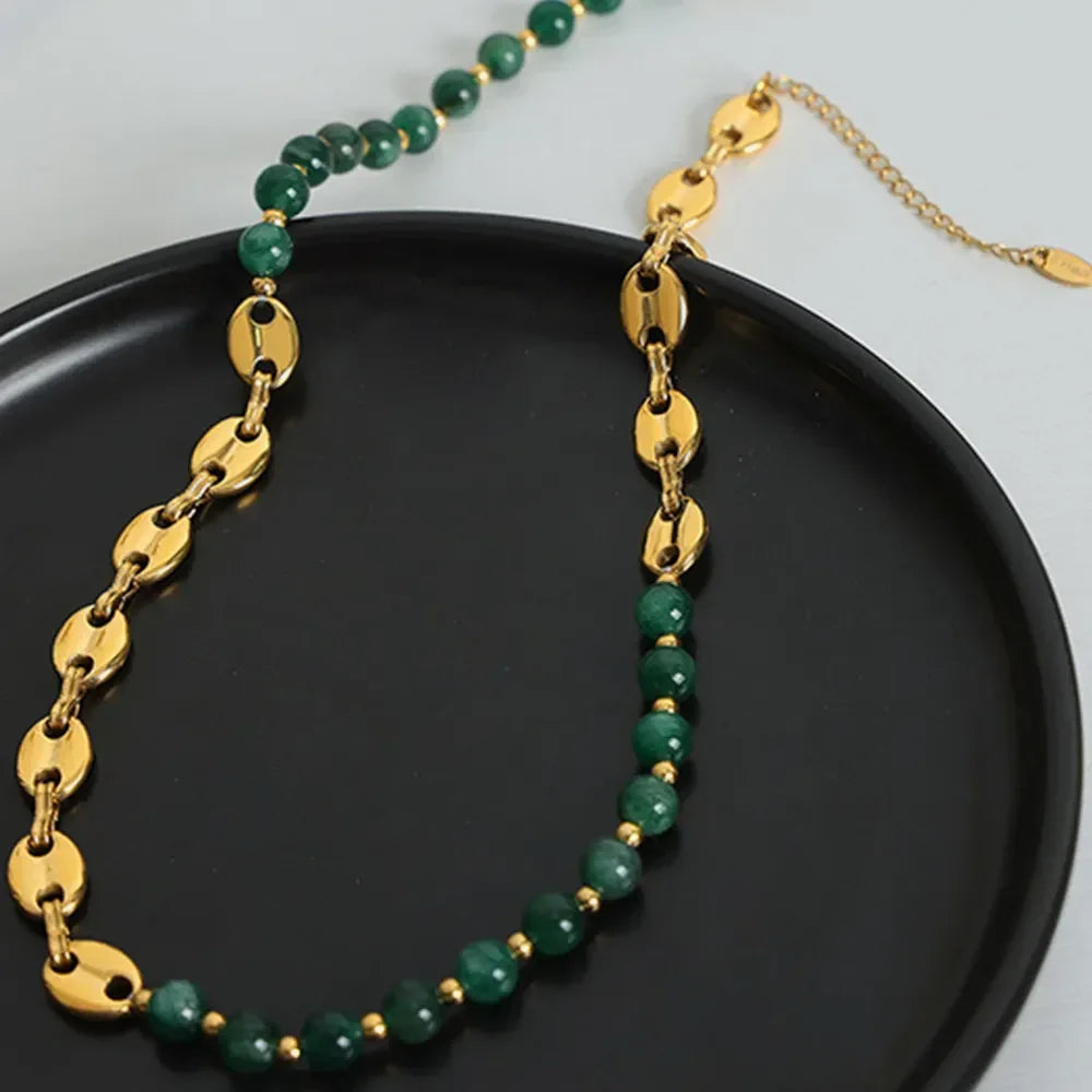 Beaded Titanium Steel Necklace - Adjustable Hypoallergenic Velanci