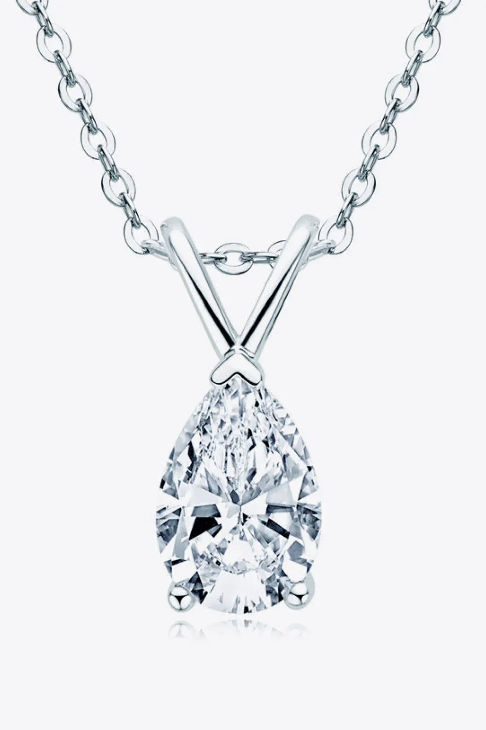 1.5 Carat Moissanite Teardrop Necklace - Sterling Silver Velanci