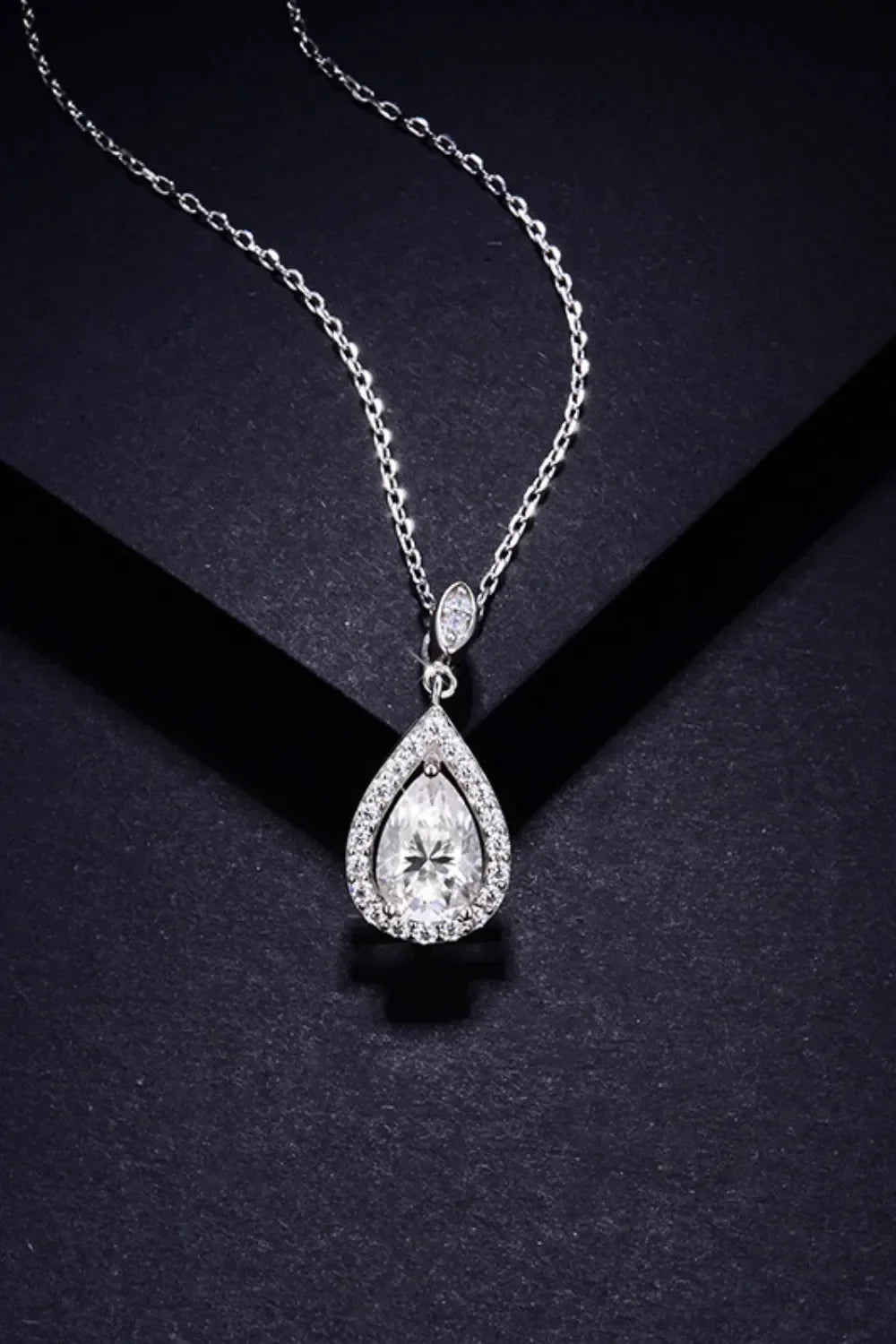 Moissanite Teardrop Necklace - Sterling Silver Shine Velanci