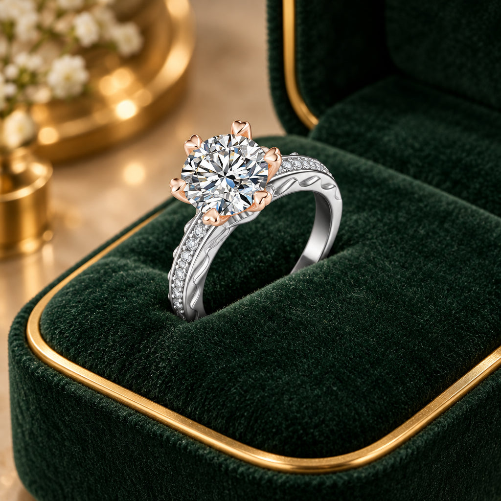 1 Carat Moissanite Sterling Silver Ring Francesca - Sparkle Women's Ring Velanci