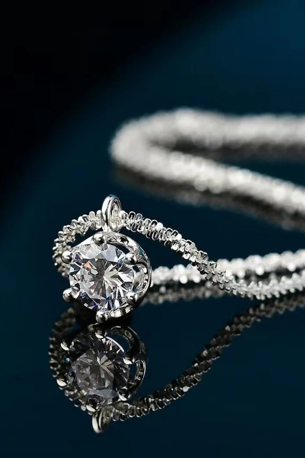 1ct Moissanite Necklace - Platinum-Plated Sterling Silver Velanci