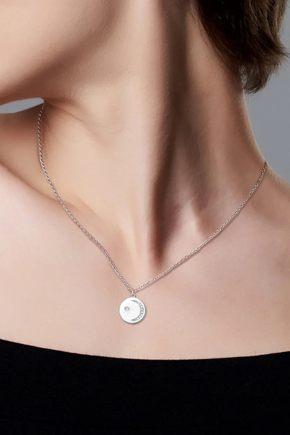 Moissanite Round Sterling Silver Necklace - All-Day Comfort Velanci