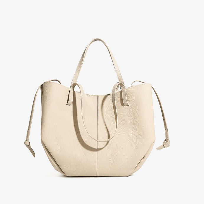 Genuine Pebbled Leather Tote Bag with Pouch - Urban Elegance Redefined