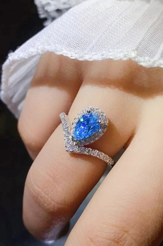 Ring Alessia - Pear Heart Moissanite Sterling Silver Women's Ring Velanci