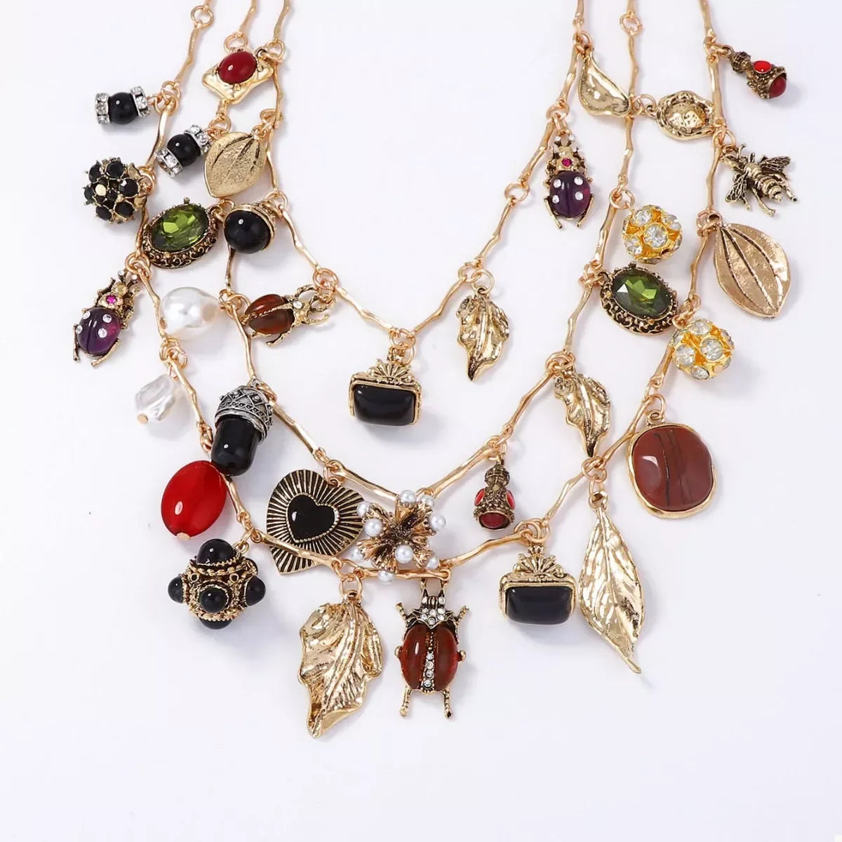 Gemstone Necklace - Three-Piece 18K Gold-Plated Layered Velanci