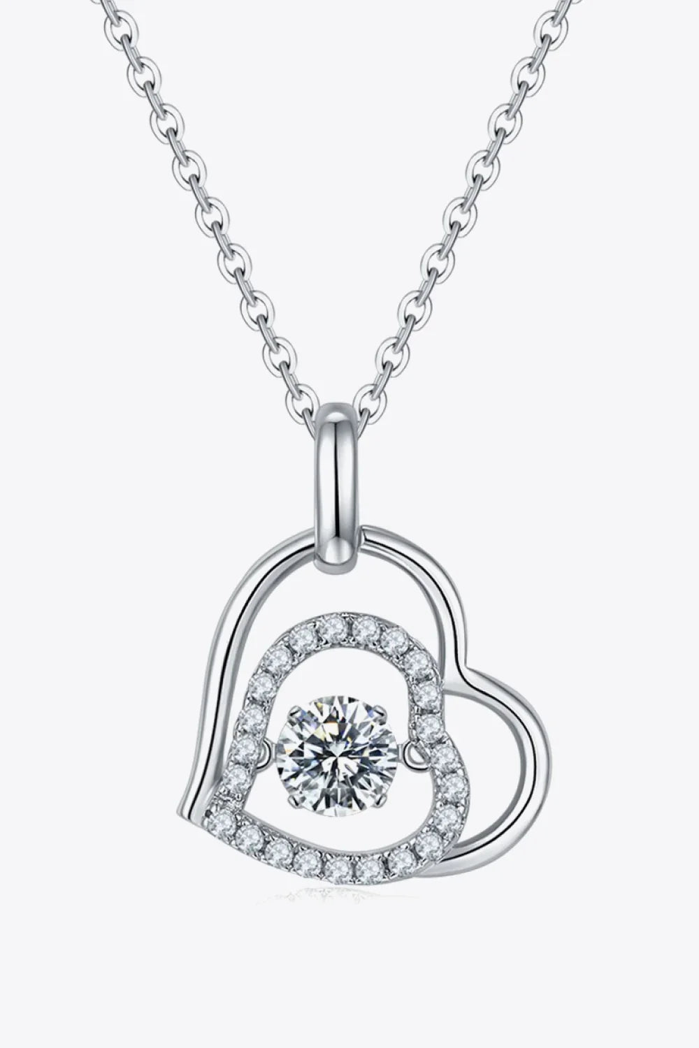 Moissanite Heart Pendant Necklace - Sterling Silver 0.5ct Velanci