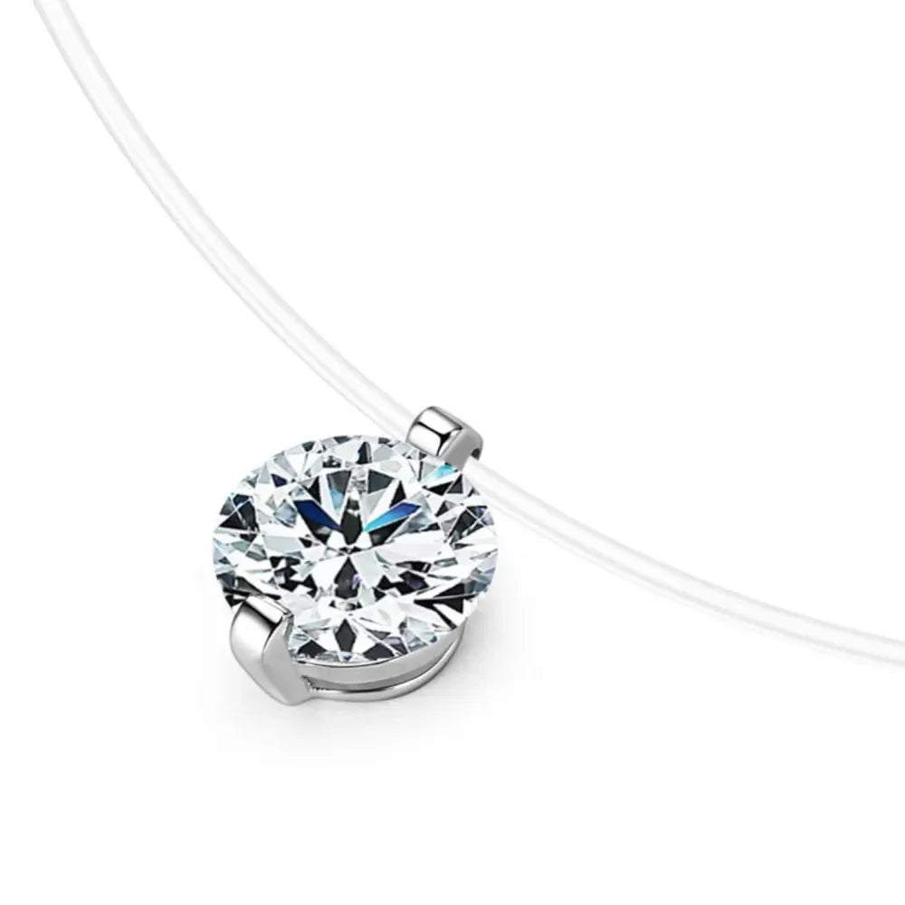 1 Carat Round Cut Moissanite Necklace - Sterling Silver Velanci