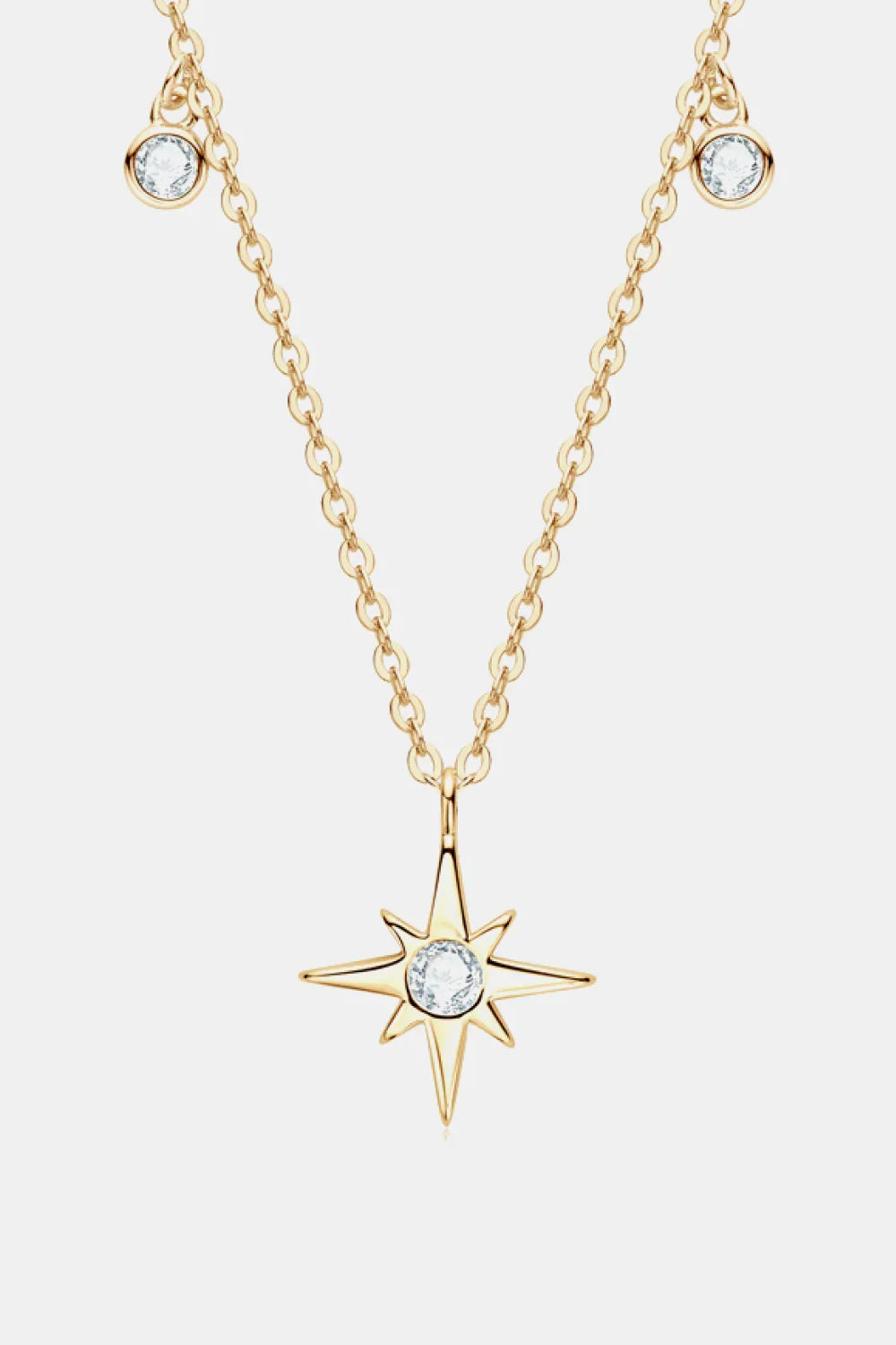 Moissanite North Star Pendant Necklace - Sterling Silver Velanci