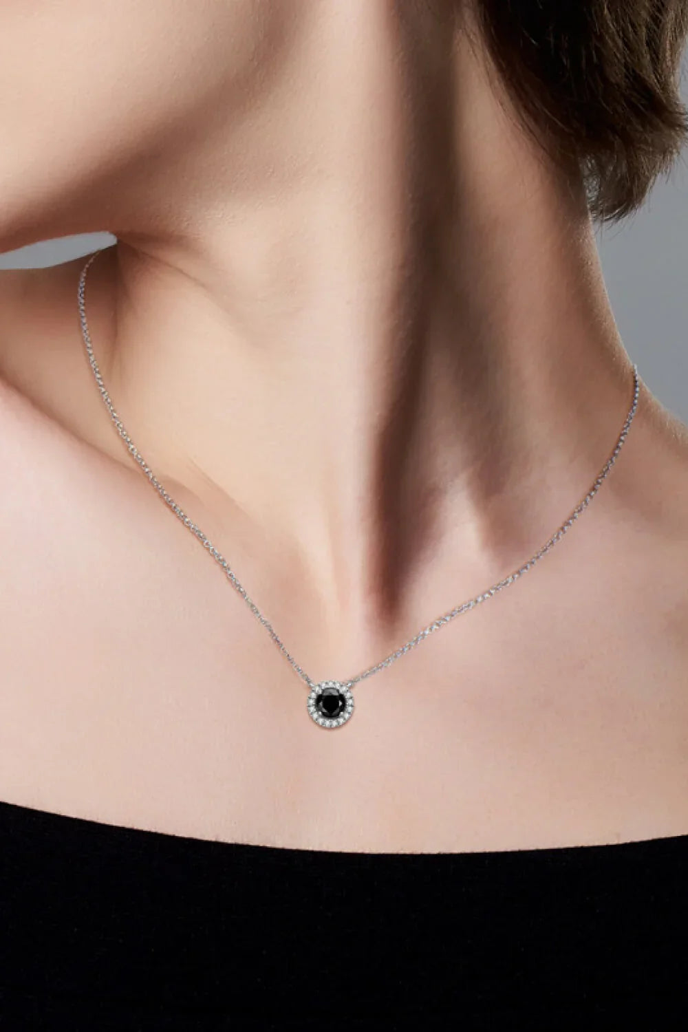 TwoTone 1 Carat Moissanite Pendant Necklace - Subtle Sparkle Velanci