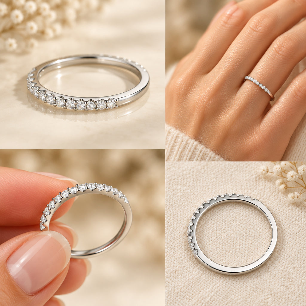Moissanite Ring Giulia - Half-Eternity Arc Sparkle Women's Ring Velanci