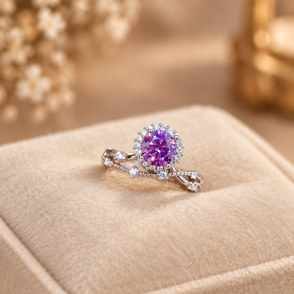 1 Carat Moissanite Ring Giulia - Ocean Sparkle For Everyday Women's Ring Velanci