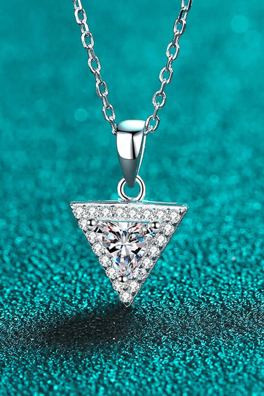 Sterling Triangle Moissanite Pendant Necklace - Sleek Velanci