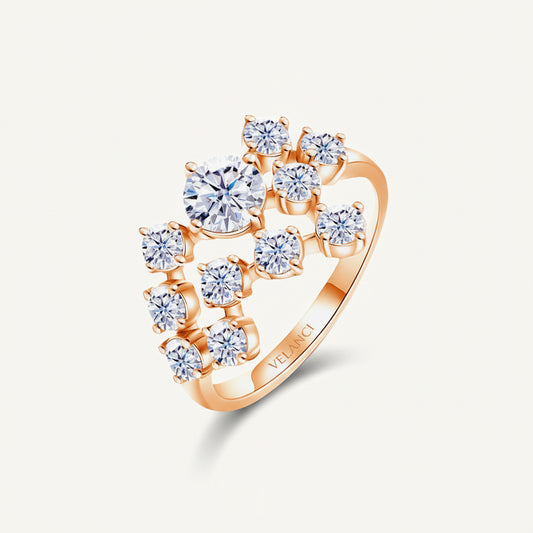 Moissanite Ring Alessia - 1.2 Carat Sterling Silver Halo Women's Ring Velanci