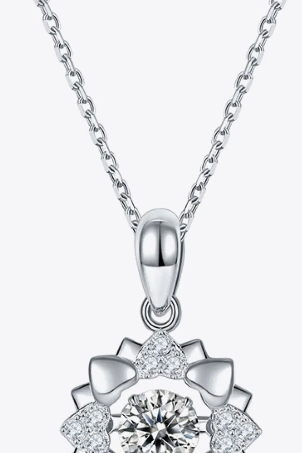 Flower Moissanite Necklace - Sterling Silver Pendant Velanci