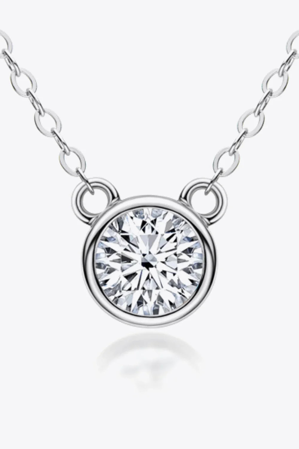 Moissanite 1Ct Pendant Necklace - Bezel Set Sterling Silver Velanci