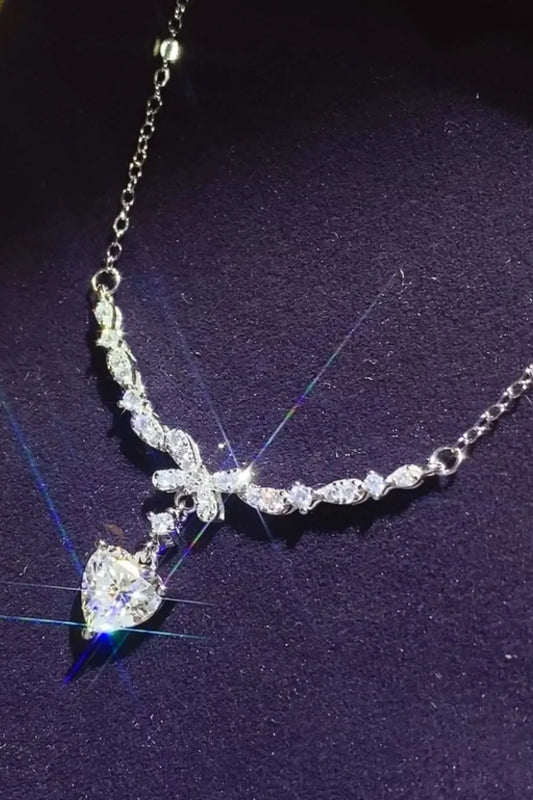 1 Carat Sterling Silver Moissanite Necklace - Minimal Shine Velanci
