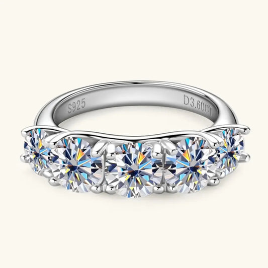 3.6ct Moissanite Sterling Silver Ring Alessia - Sea Sparkle Women's Ring Velanci