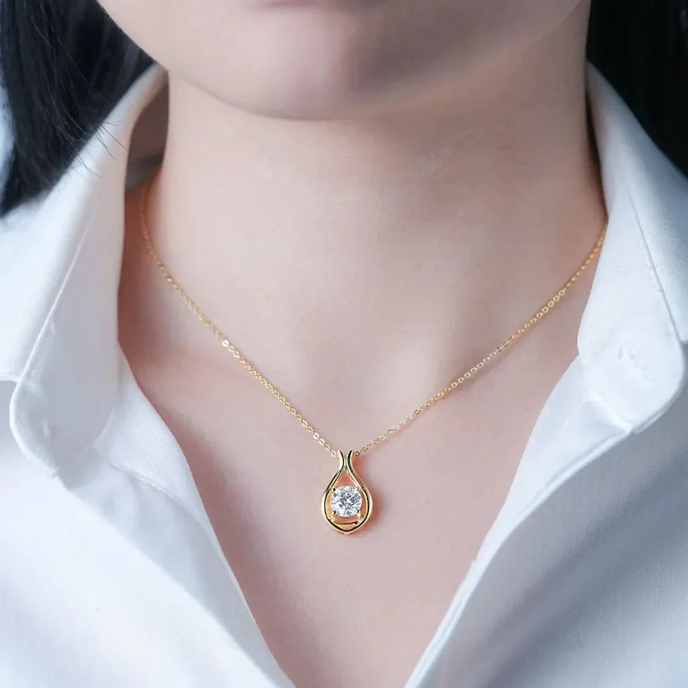 2 Carat Moissanite Necklace - Gold Plated Sterling Silver Velanci
