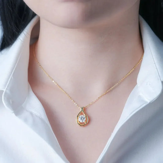 2 Carat Moissanite Necklace - Gold Plated Sterling Silver Velanci