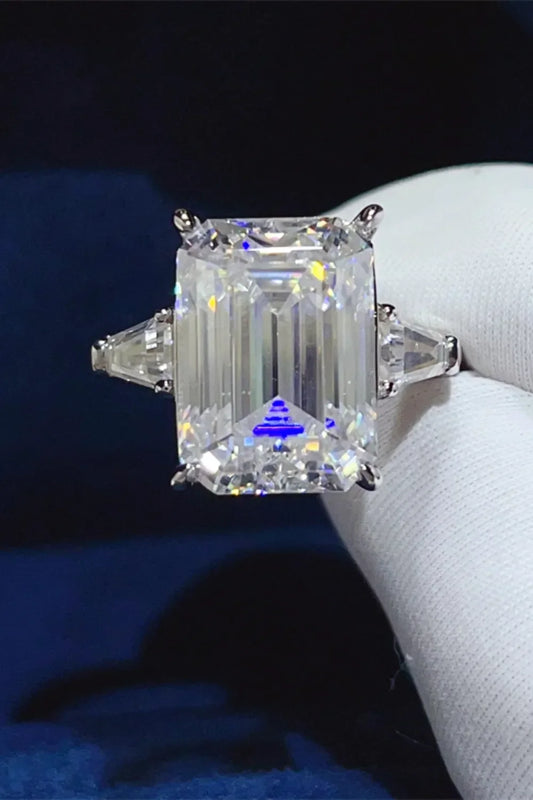 Moissanite Ring Alessia - Bold 10 Carat Silver Shine Halo Women's Ring Velanci