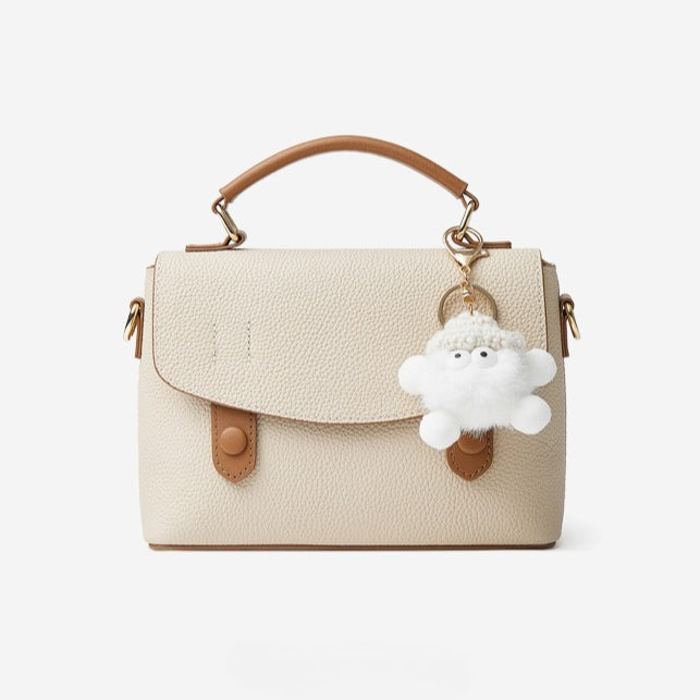 Pebbled Leather Top-Handle Bag with Cloud Charm