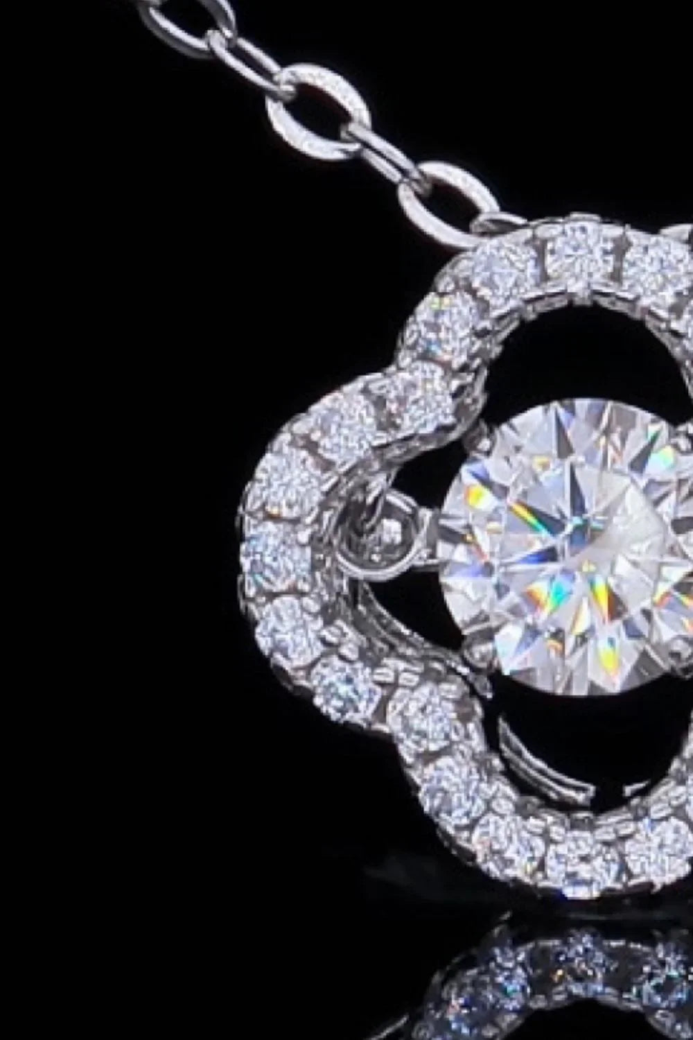 Sterling Moissanite Flower Pendant Necklace - Delicate Chic Velanci