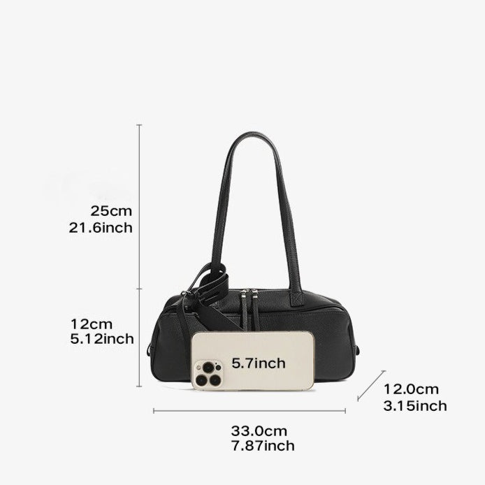 Exquisite Genuine Pebbled Leather Shoulder Handbag