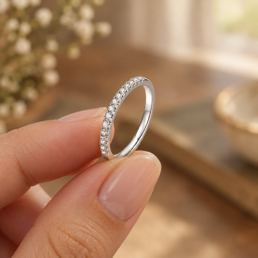 Moissanite Ring Giulia - Half-Eternity Arc Sparkle Women's Ring Velanci