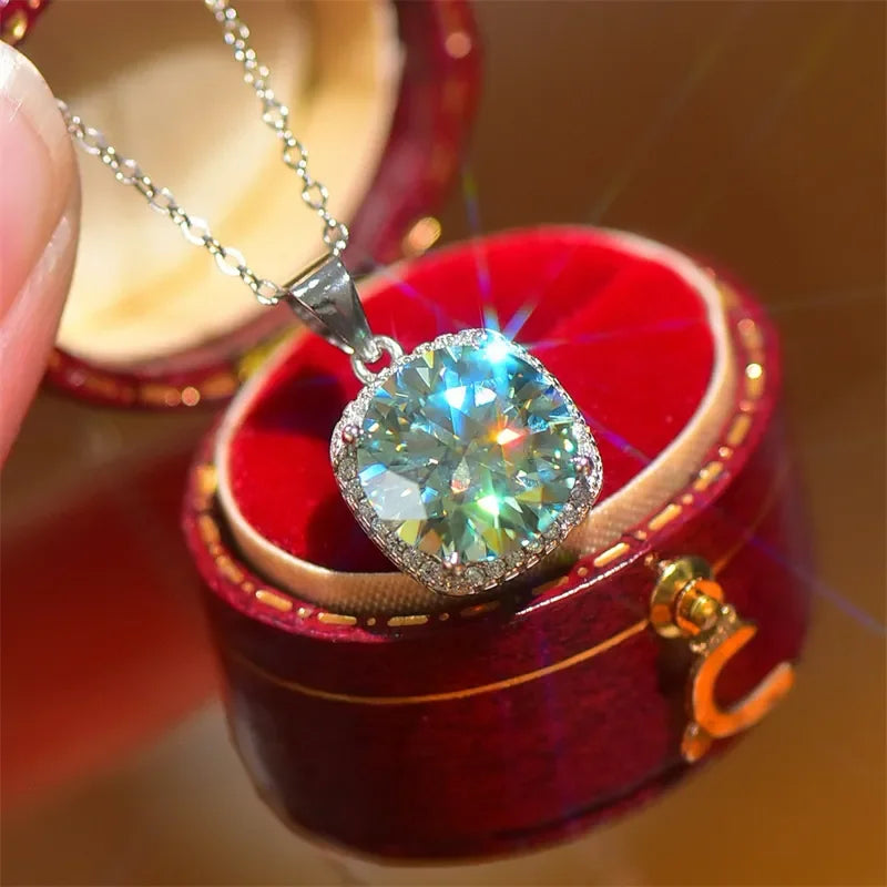 5 Carat Moissanite Pendant Necklace - Sterling Silver Shine Velanci