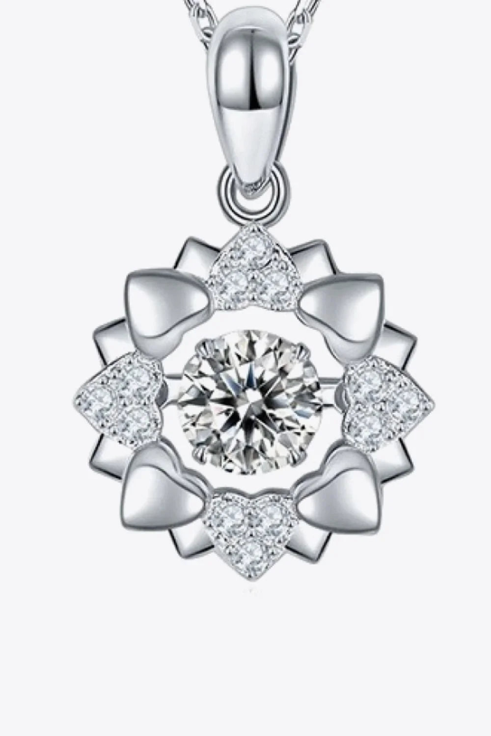 Flower Moissanite Necklace - Sterling Silver Pendant Velanci