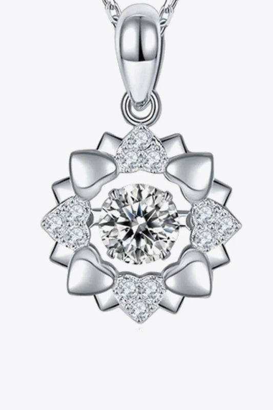 Flower Moissanite Necklace - Sterling Silver Pendant Velanci