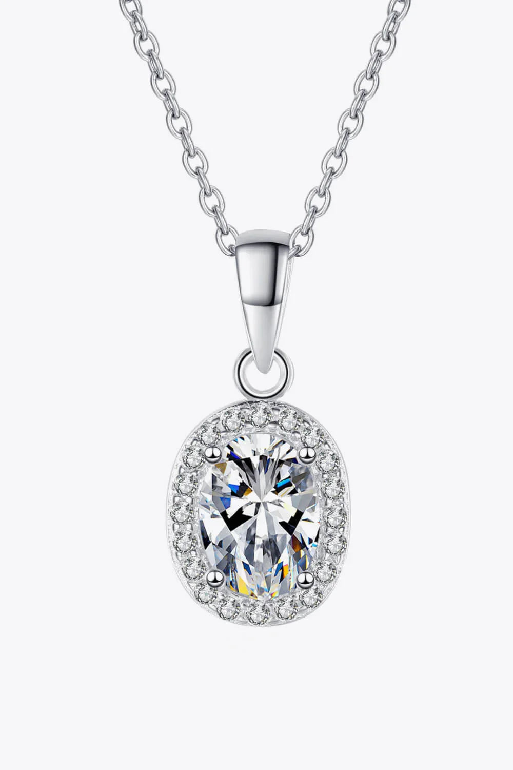 1 Carat Moissanite Pendant Necklace - Rhodium-Plated Silver Velanci