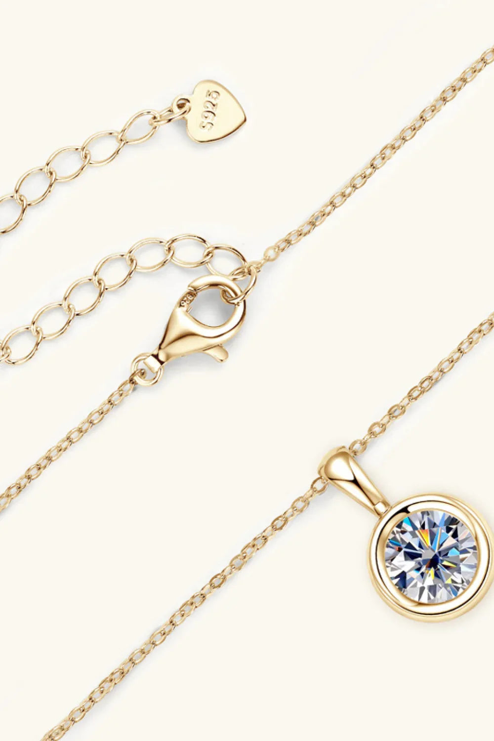 Moissanite Necklace - 2 Carat Bezel Sterling Silver Chain Velanci