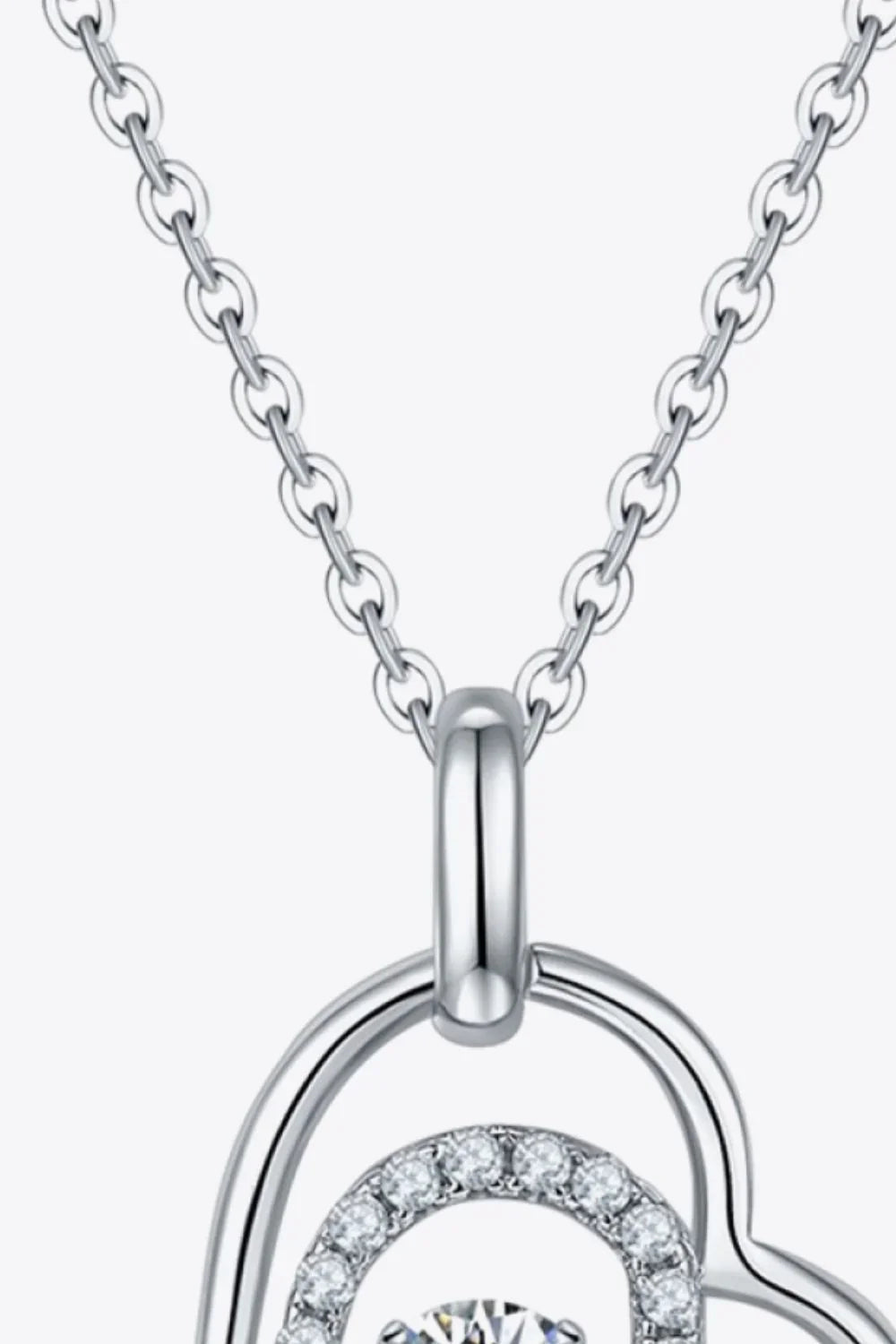 Moissanite Heart Pendant Necklace - Sterling Silver 0.5ct Velanci