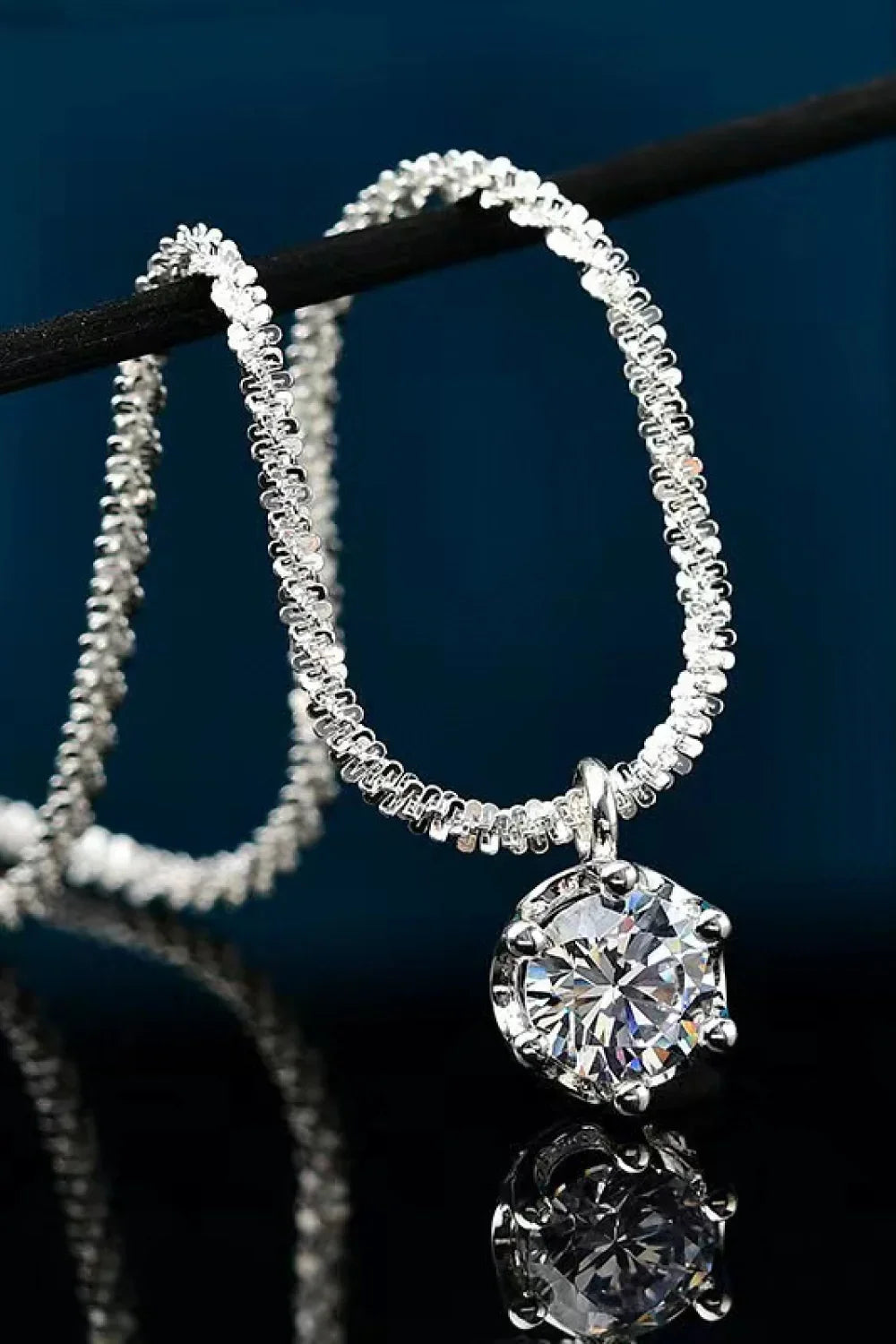 1ct Moissanite Necklace - Platinum-Plated Sterling Silver Velanci