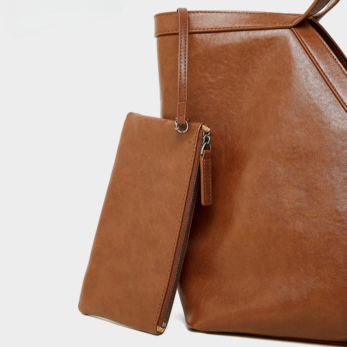 Korean Style Autumn Luxe Leather Tote Bag