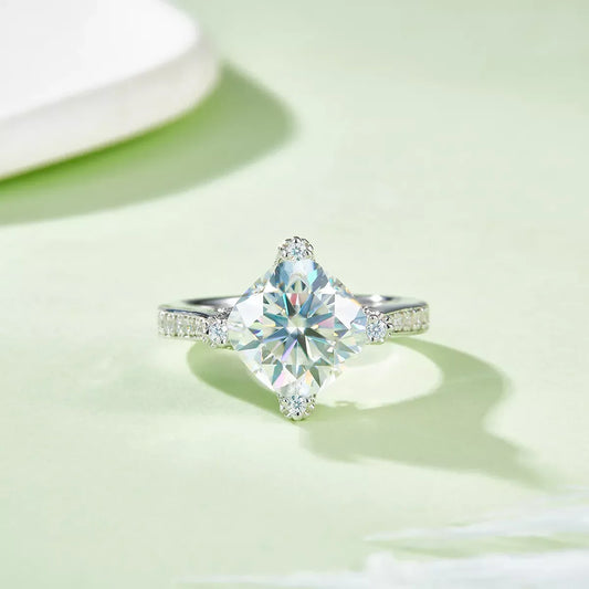 Ring Luna - 4ct Moissanite, Platinum-Plated Sterling Silver Women's Ring Velanci