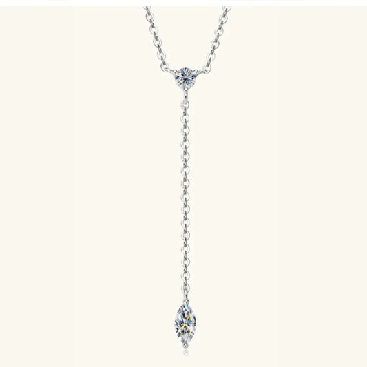 VVS1 Moissanite Y-Drop Necklace - 18K Gold-Plated Silver Velanci