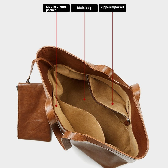 Korean Style Autumn Luxe Leather Tote Bag