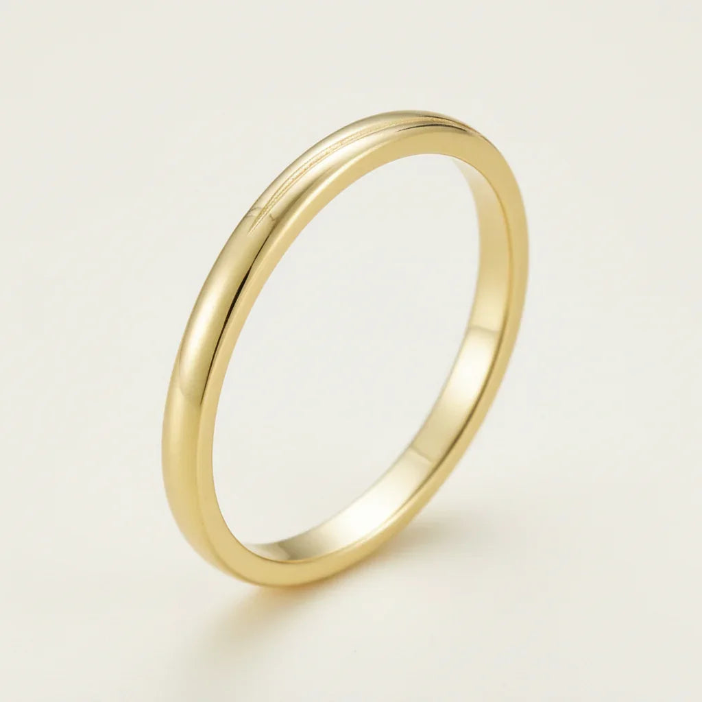 Band Ring 2mm Valentina - 18K Gold-Plated Sterling Silver, Water-Resistant, Comfort-Fit Minimalist Velanci