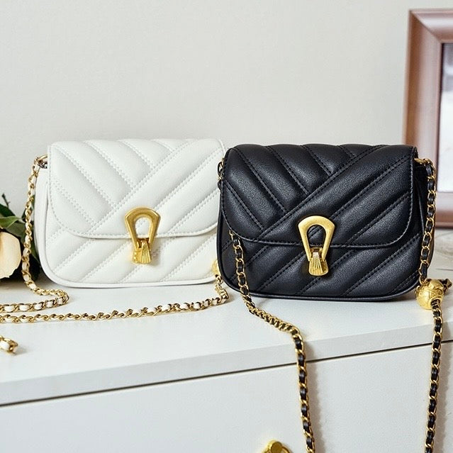 2025 Summer Luxe Genuine Leather Mini Chain Shoulder Bag