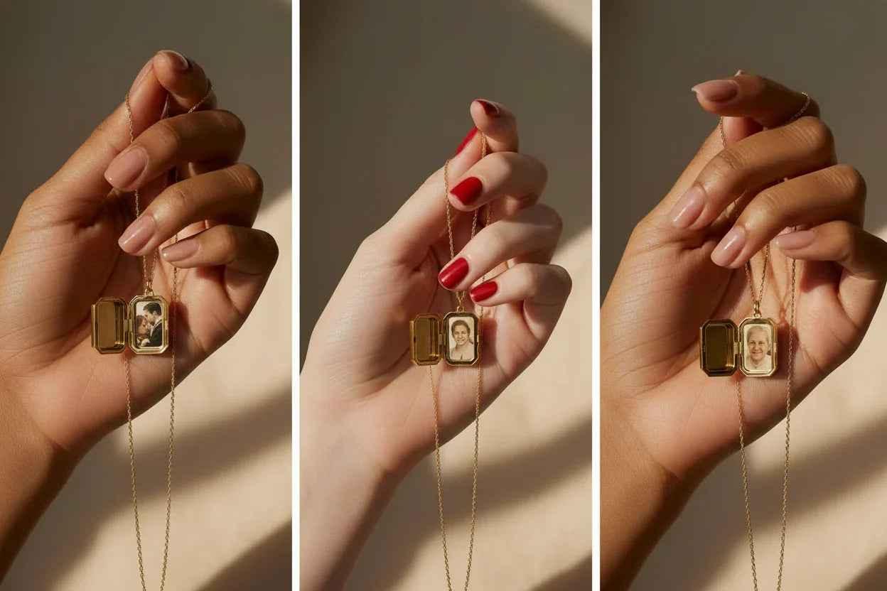 Custom Locket Necklace with Birthstone – Photo Pendant