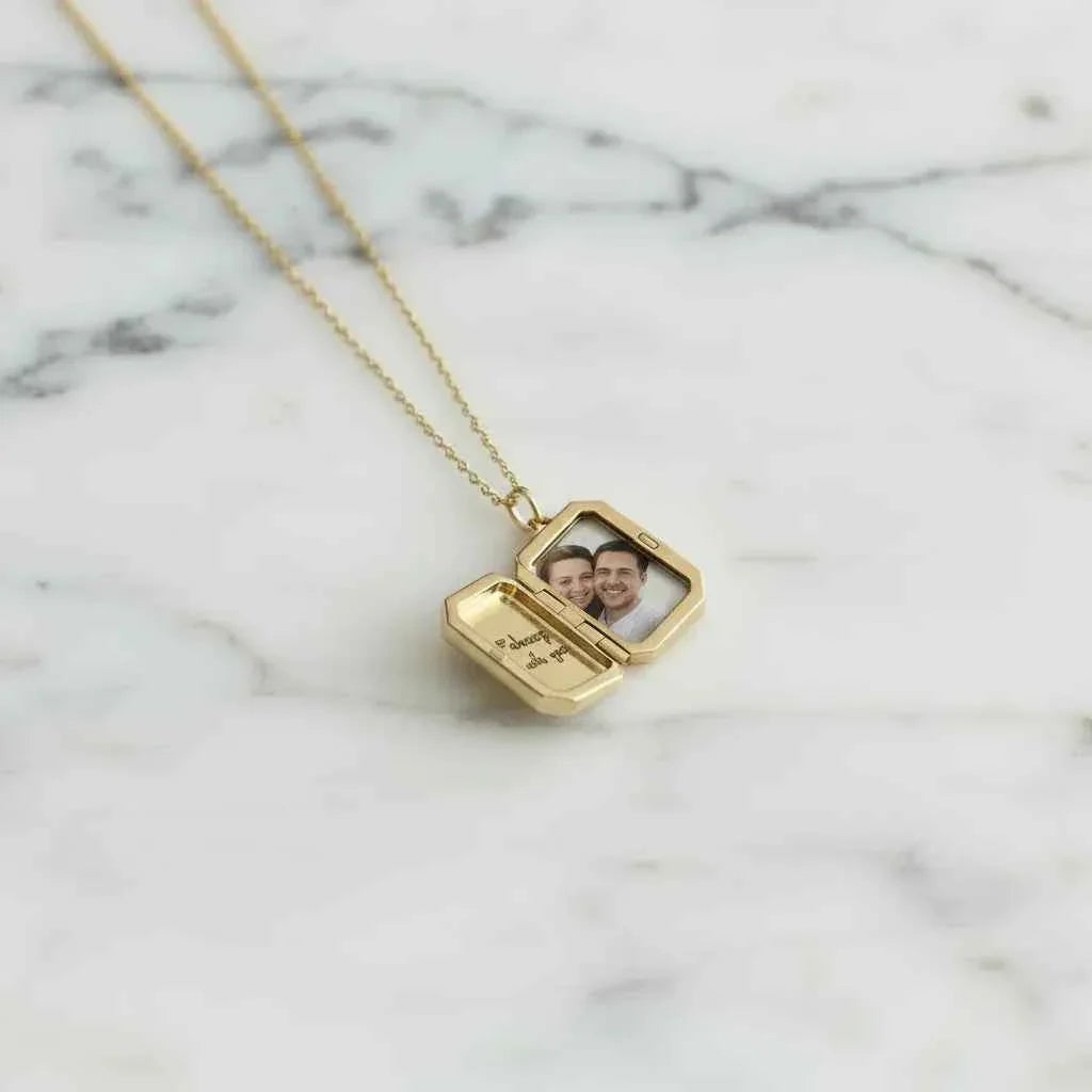 Custom Locket Necklace with Birthstone – Photo Pendant