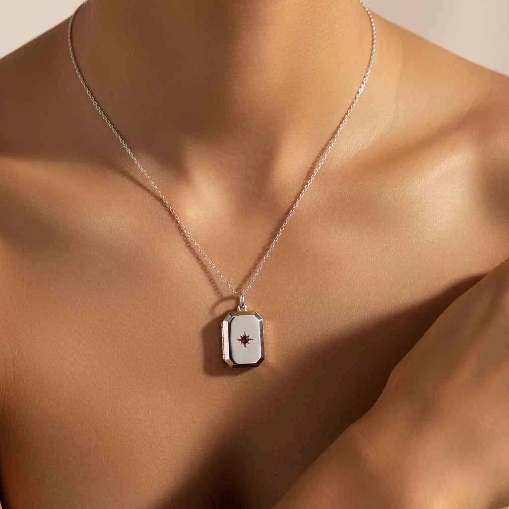 Custom Locket Necklace with Birthstone – Photo Pendant