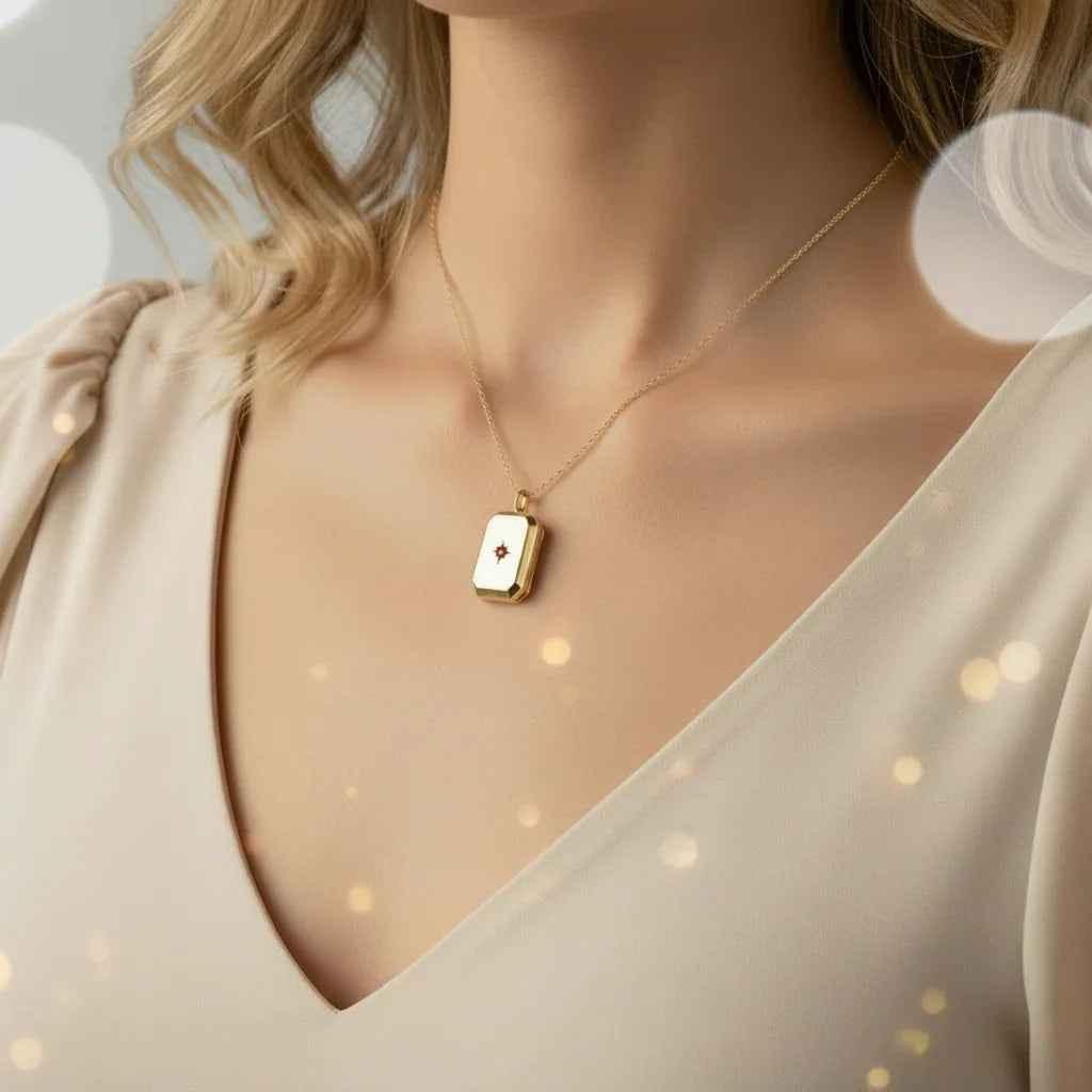 Custom Locket Necklace with Birthstone – Photo Pendant