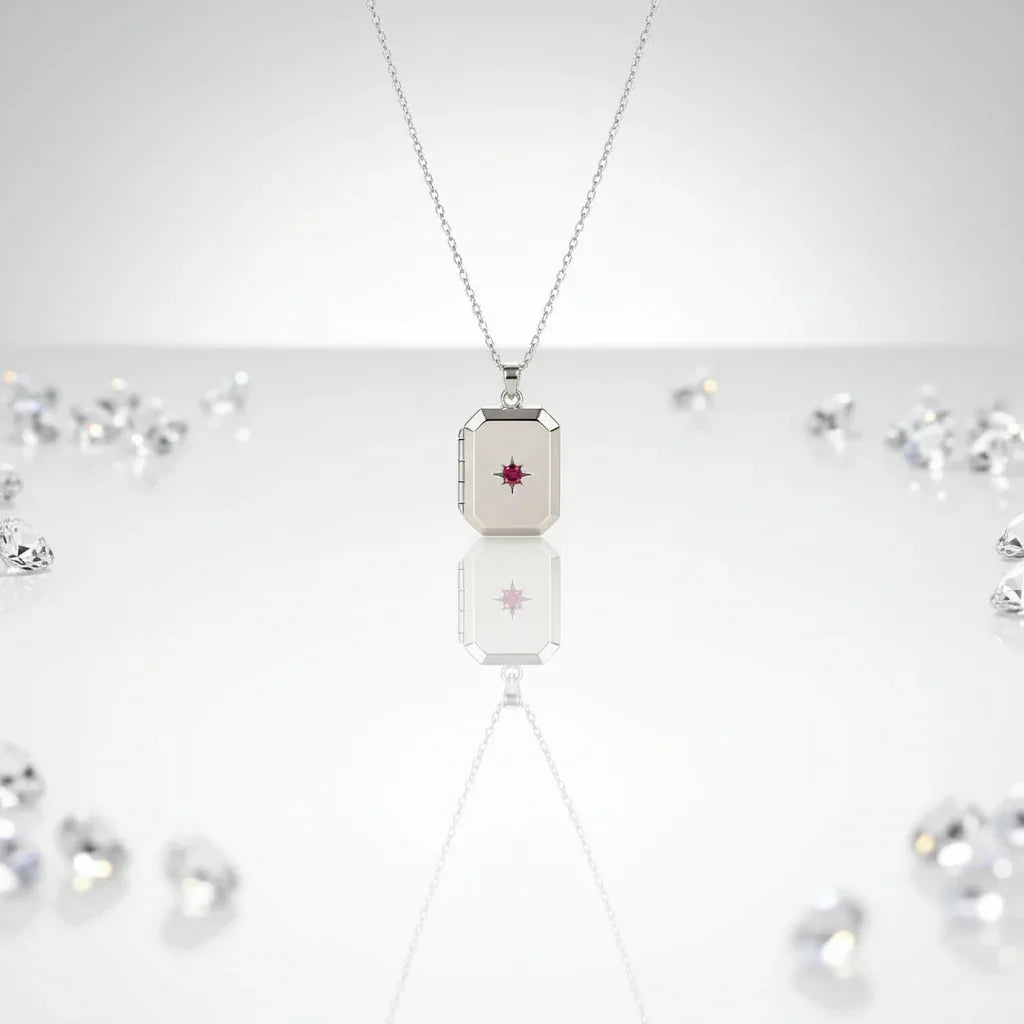 Custom Locket Necklace with Birthstone – Photo Pendant